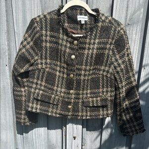 Steve Madden Tan and Brown Plaid Blazer